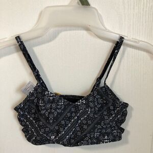 American Eagle Kids Girls Bandana‎ Print Sports Bra Size 8 Black & White NWOT